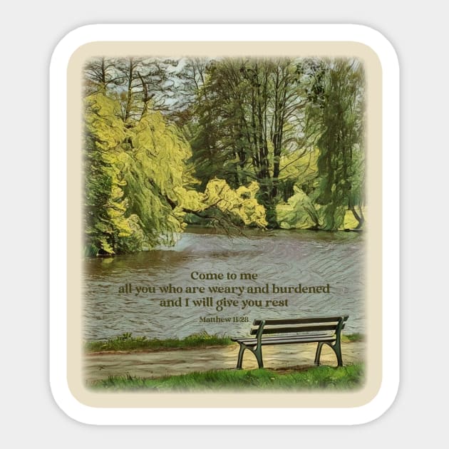 Come to me, all you who are weary and burdened, and I will give you rest - Matthew 11:28 Sticker by FTLOG